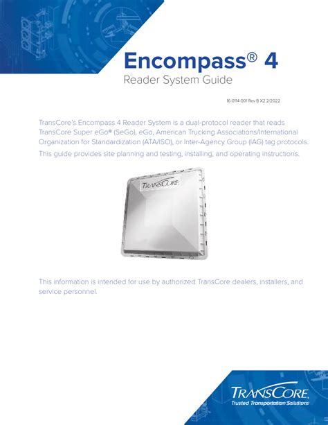 transcore encompass 4 rfid reader|Encompass 4 Reader System Guide .